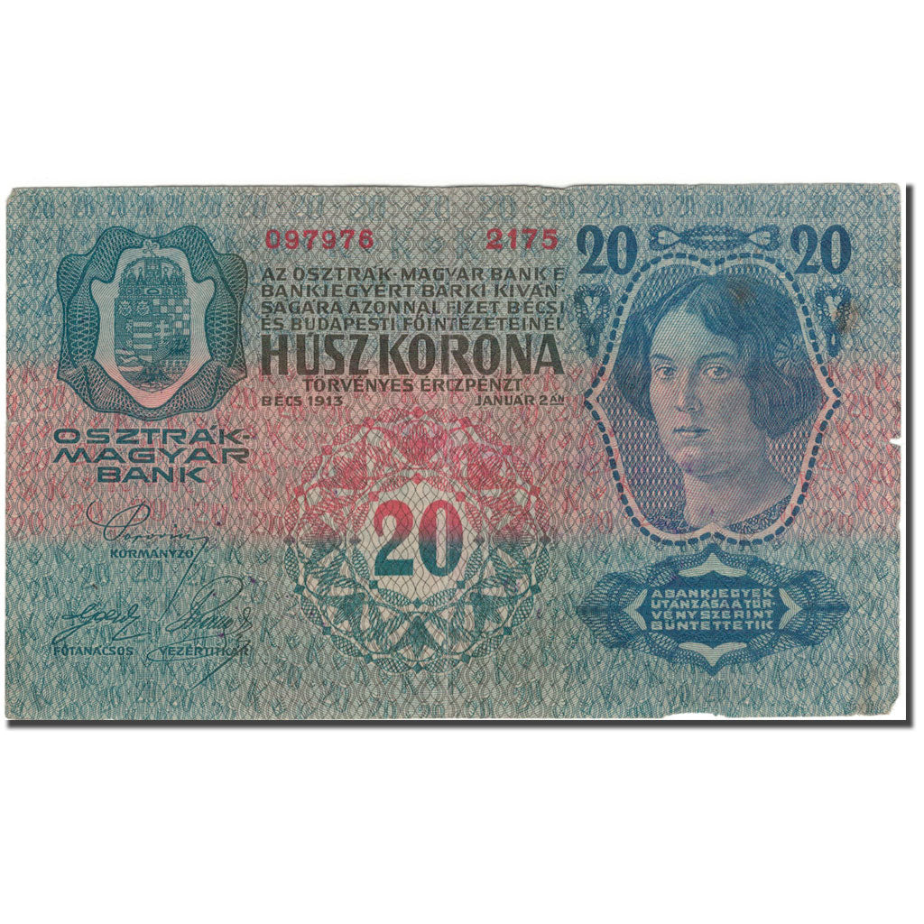 Banknote, Austria, 20 Kronen, 1913, 1913-01-02, KM:13, VF(20-25)