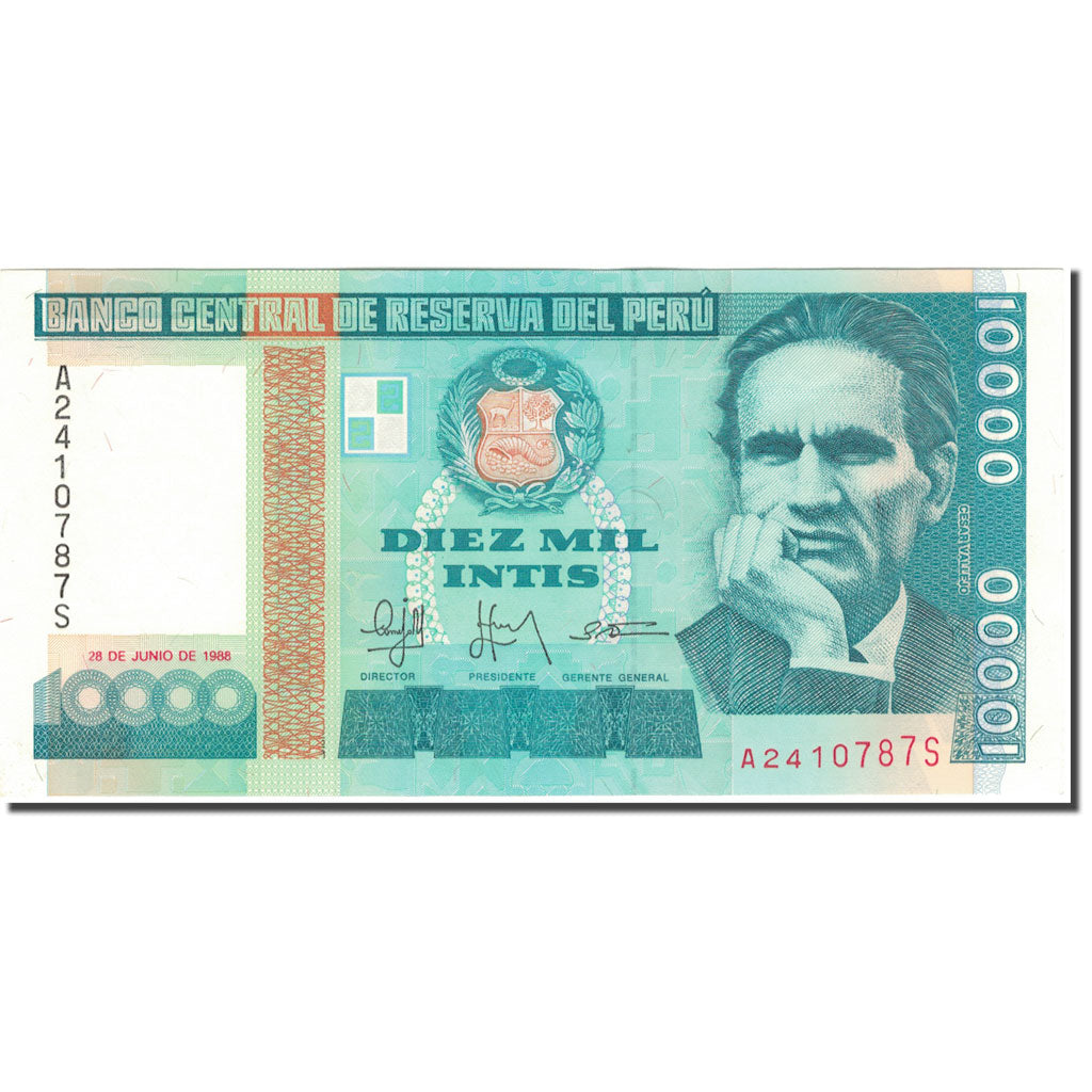 Banknot, Peru, 10,000 Intis, 1988-06-28, KM:140, UNC(65-70)