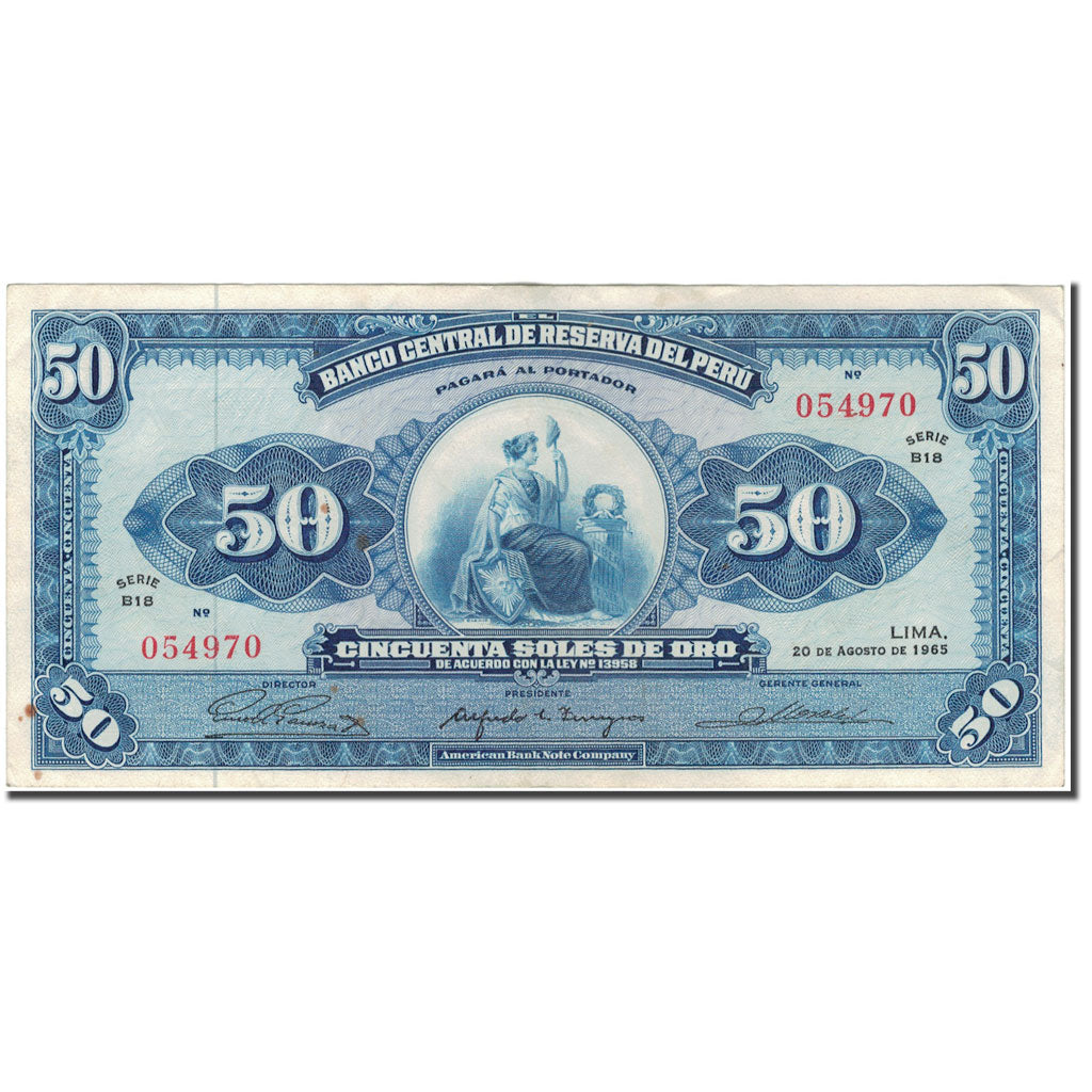 Billete, 50 Soles De Oro, Perú, 1965-08-20, KM:89a, MBC