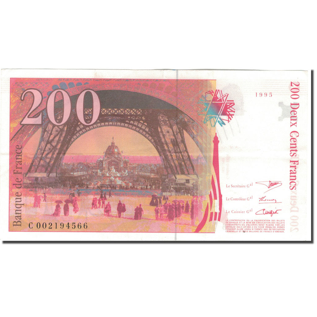 France, 200 Francs, 200 F 1995-1999 ''Eiffel'', 1996, AU(50-53), Fayette:75.2