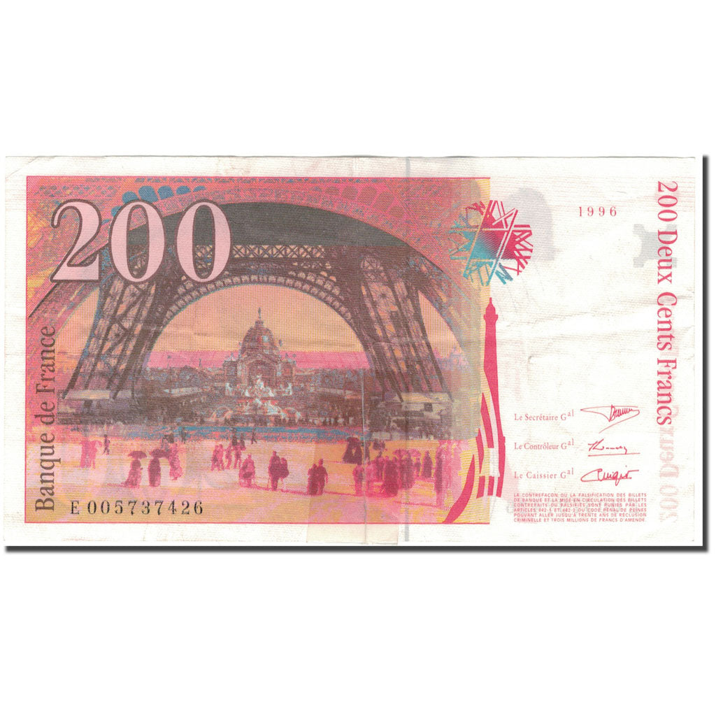 Francia, 200 Francs, 200 F 1995-1999 ''Eiffel'', 1996, B+, Fayette:75.2, KM:159a