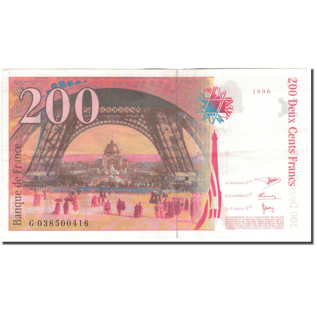 France, 200 Francs, 200 F 1995-1999 ''Eiffel'', 1996, EF(40-45), Fayette:75.3a