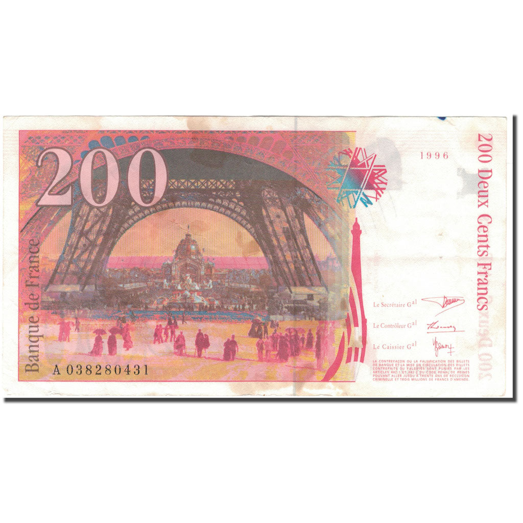 Francia, 200 Francs, 200 F 1995-1999 ''Eiffel'', 1996, BC+, Fayette:75.3a