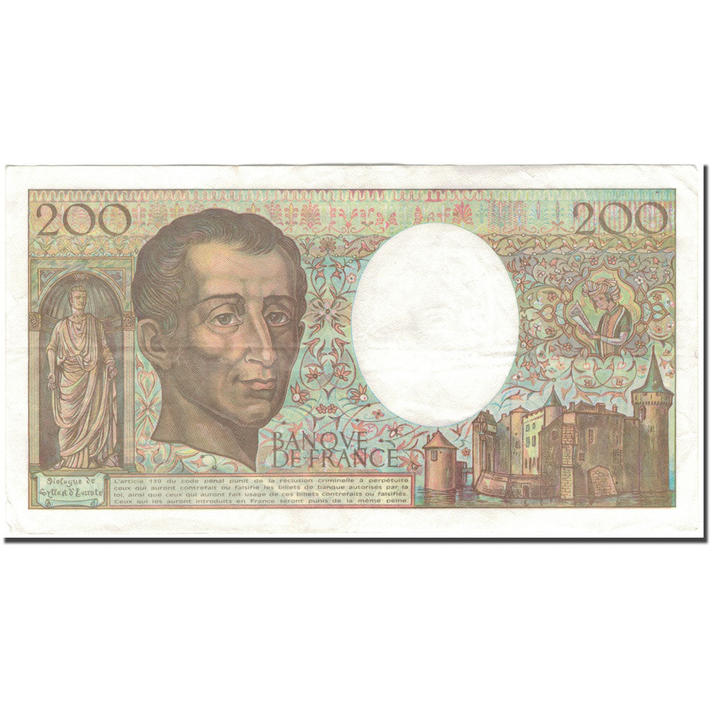 Frankrijk, 200 Francs, 200 F 1981-1994 ''Montesquieu'', 1990, TTB