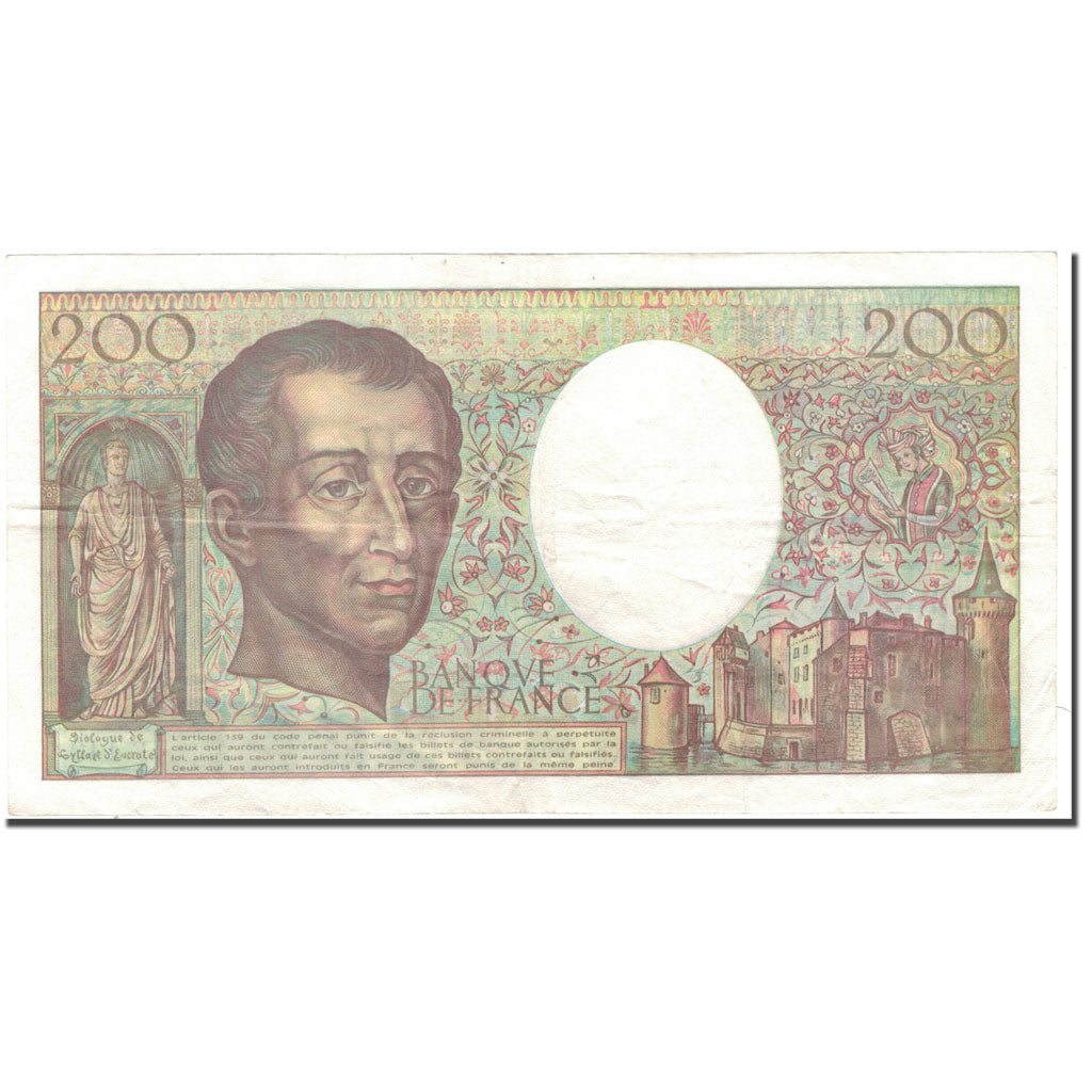 France, 200 Francs, 200 F 1981-1994 ''Montesquieu'', 1992, VF(30-35)