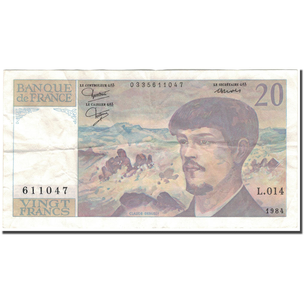 Frankrijk, 20 Francs, 20 F 1980-1997 ''Debussy'', 1984, TB, Fayette:66.5