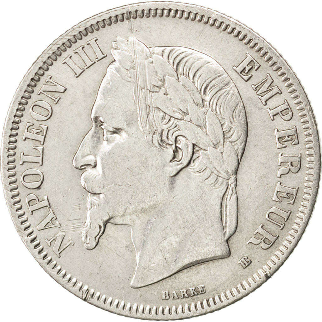 FRANCE, Napoléon III, 2 Francs, 1866, Strasbourg, KM #807.2, EF(40-45), Silver,
