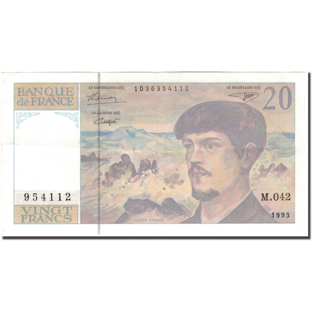 France, 20 Francs, 20 F 1980-1997 ''Debussy'', 1993, TTB+, Fayette:66bis.5