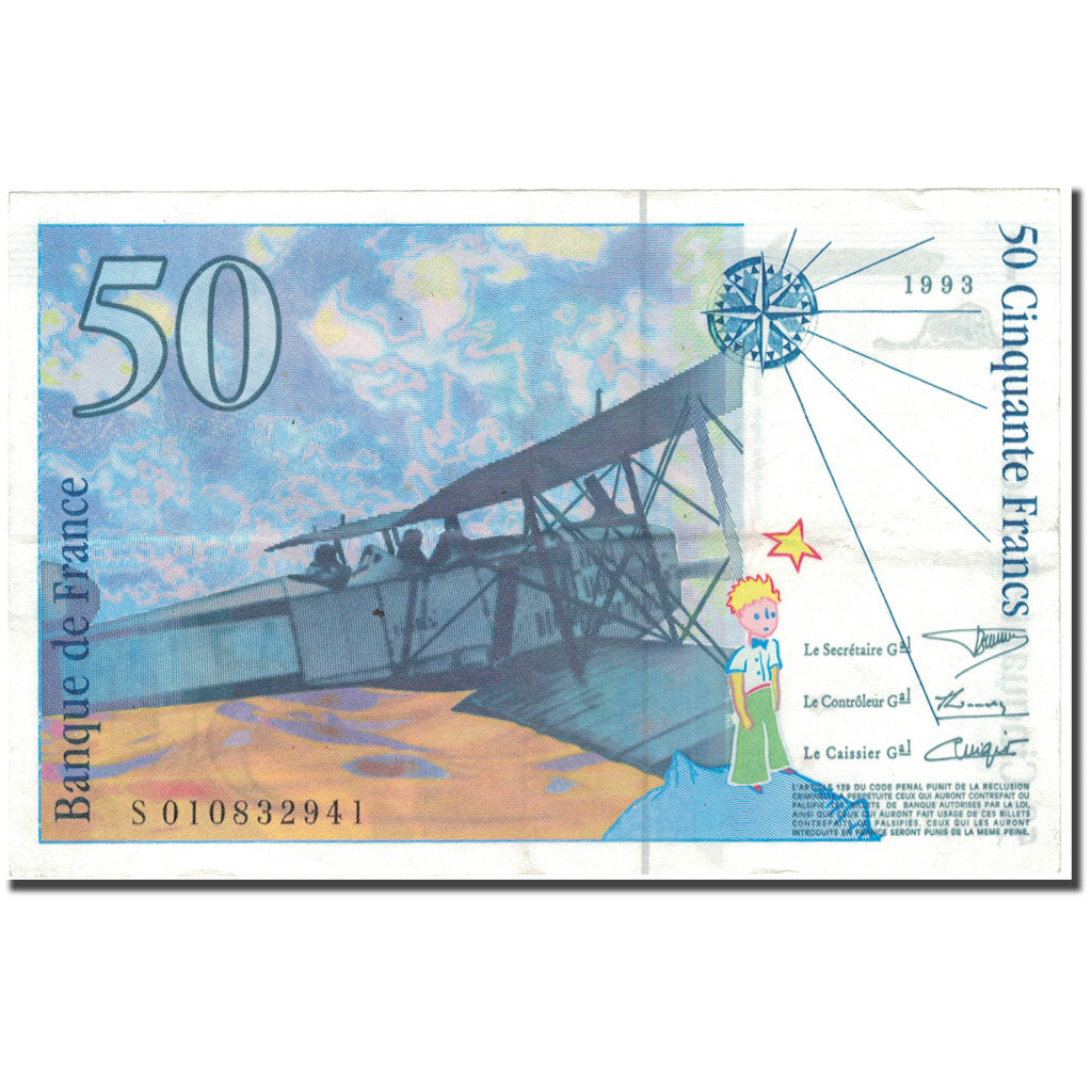 Frankrijk, 50 Francs, 50 F 1992-1999 ''St Exupéry'', 1993, TTB, Fayette:72.2