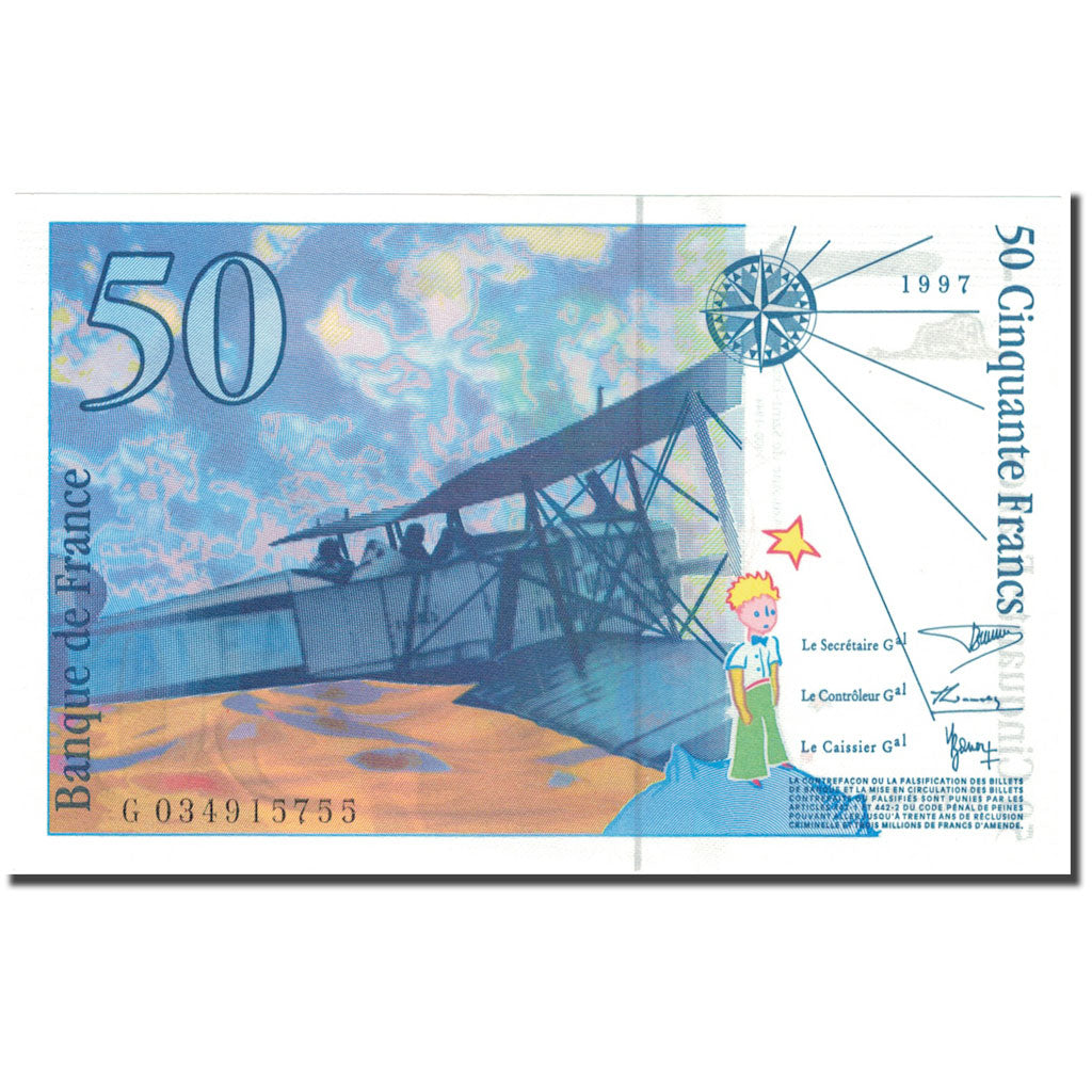 Frankreich, 50 Francs, 50 F 1992-1999 ''St Exupéry'', 1997, UNZ-, Fayette:73.4