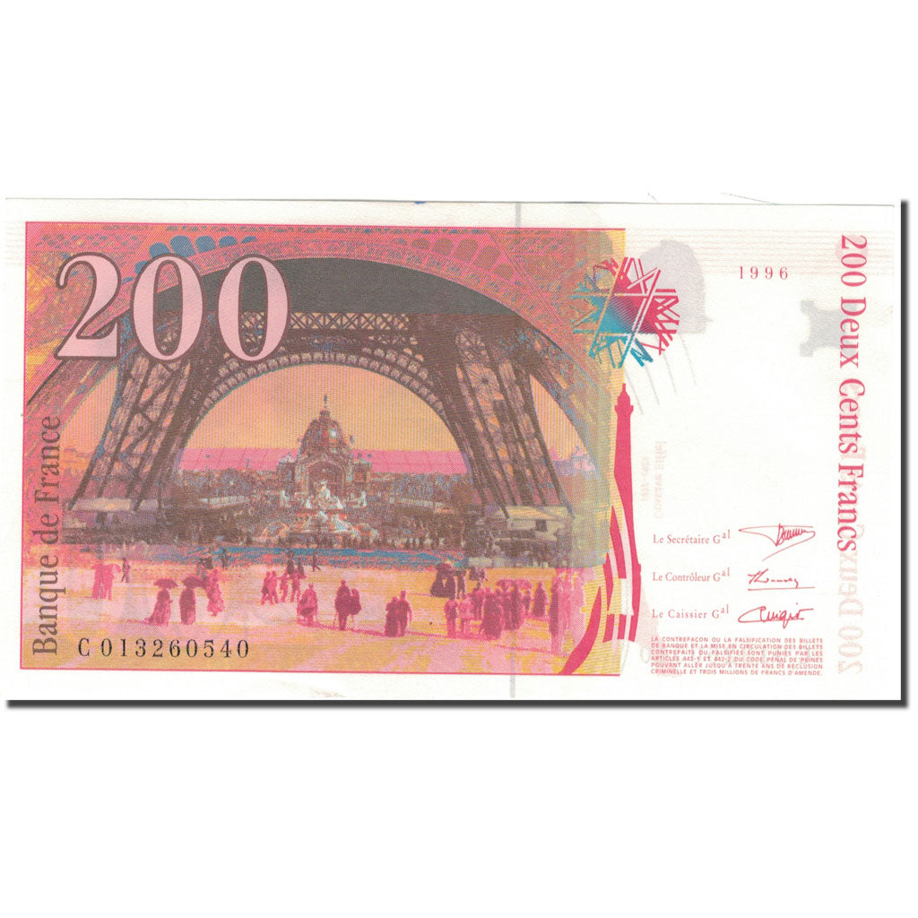 France, 200 Francs, 200 F 1995-1999 ''Eiffel'', 1996, UNC(63), Fayette:75.2