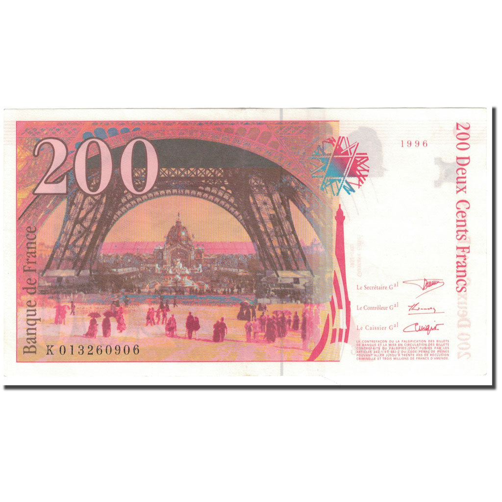 Francia, 200 Francs, 200 F 1995-1999 ''Eiffel'', 1996, EBC, Fayette:75.2