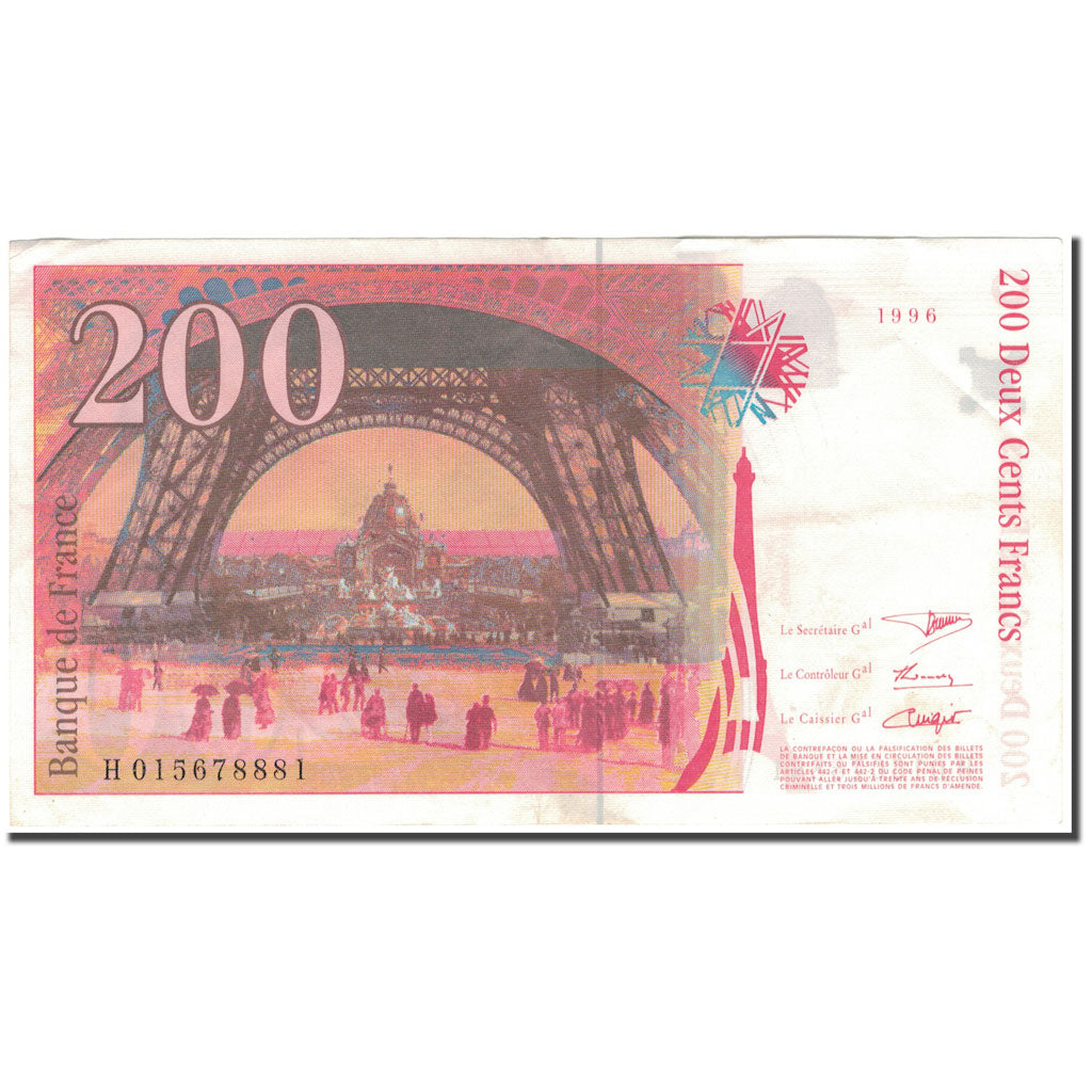 France, 200 Francs, 200 F 1995-1999 ''Eiffel'', 1996, VF(30-35), Fayette:75.2