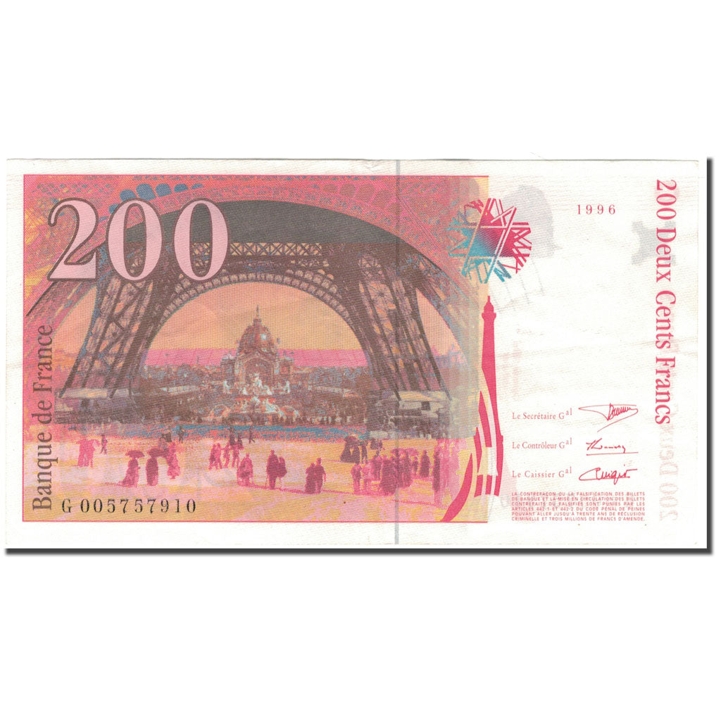 Frankrijk, 200 Francs, 200 F 1995-1999 ''Eiffel'', 1996, TTB+, Fayette:75.2