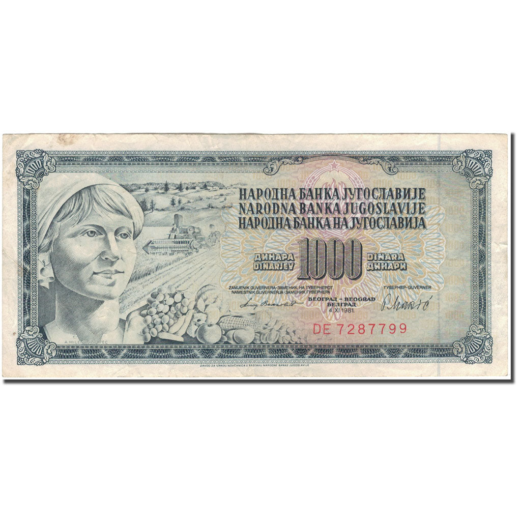 Billet, Yougoslavie, 1000 Dinara, 1981-11-04, KM:92c, TB+