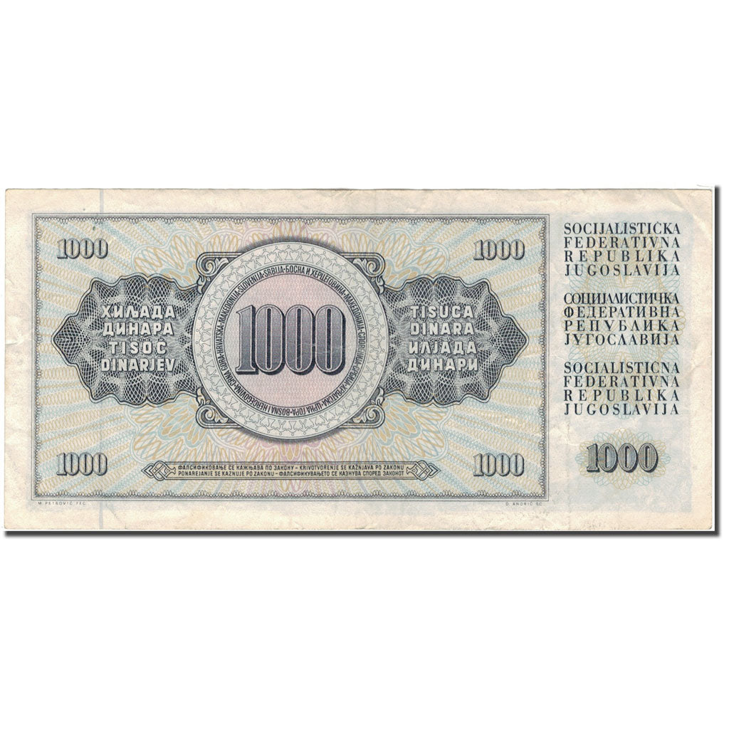 Billet, Yougoslavie, 1000 Dinara, 1981-11-04, KM:92c, TB+