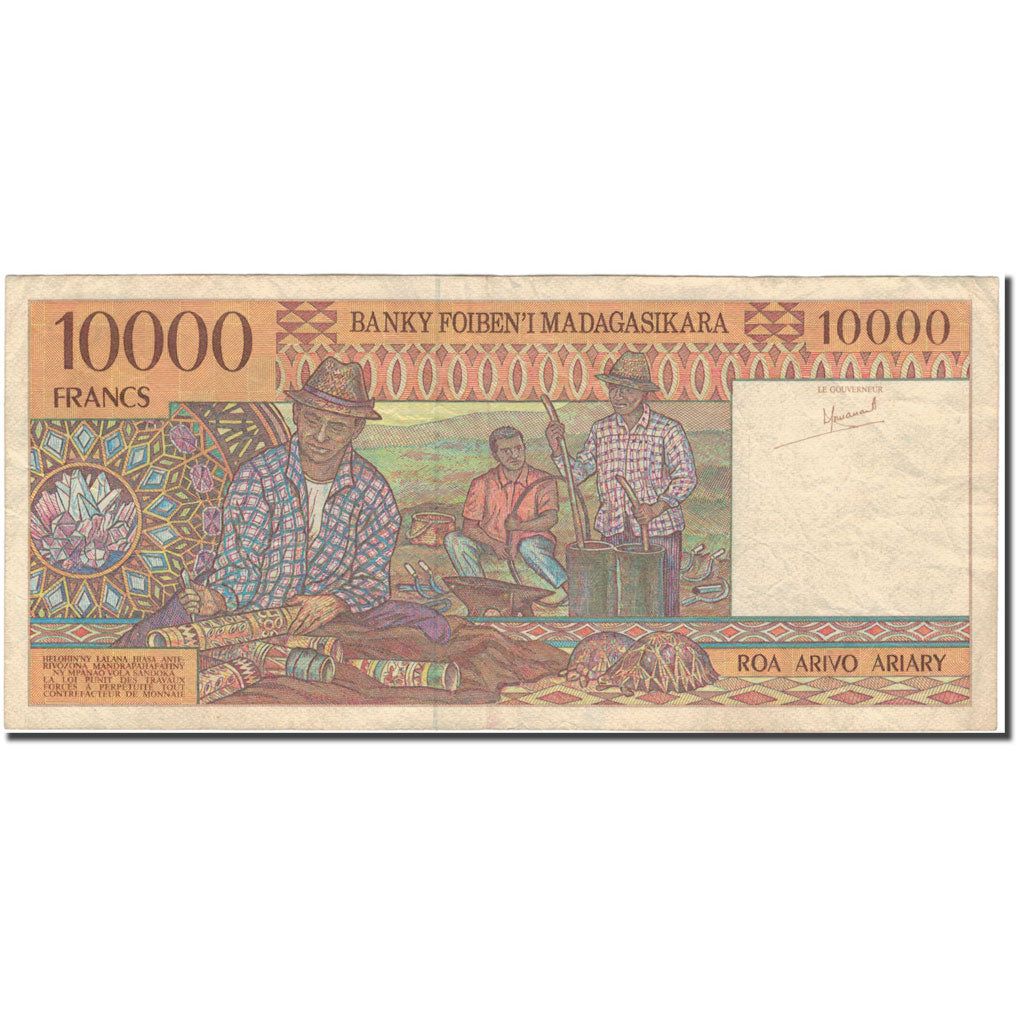 Banknote, Madagascar, 10,000 Francs = 2000 Ariary, KM:79a, VF(30-35)