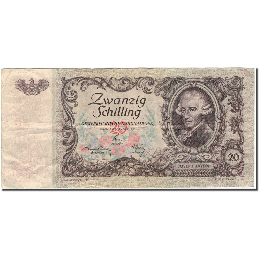Banknote, Austria, 20 Schilling, 1950-01-02, KM:129a, EF(40-45)
