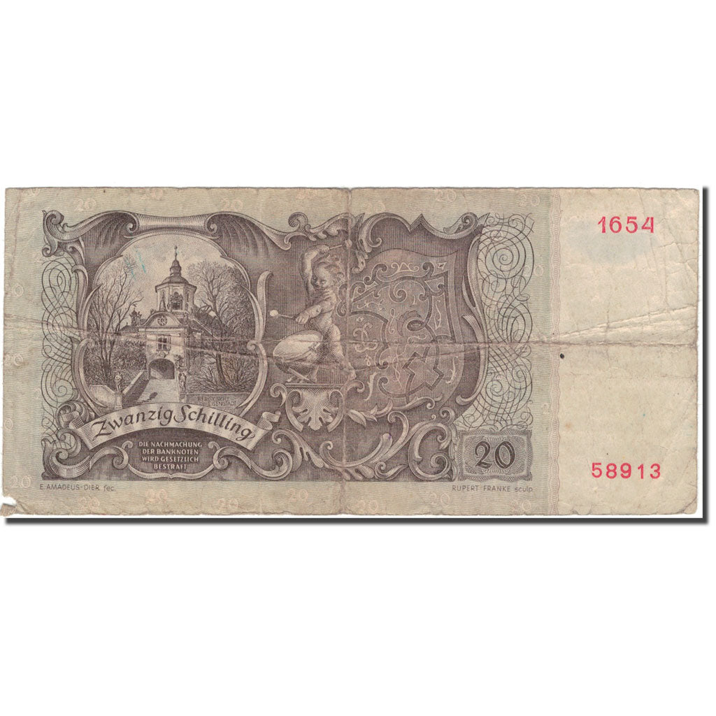 Geldschein, Österreich, 20 Schilling, 1950-01-02, KM:129a, SGE