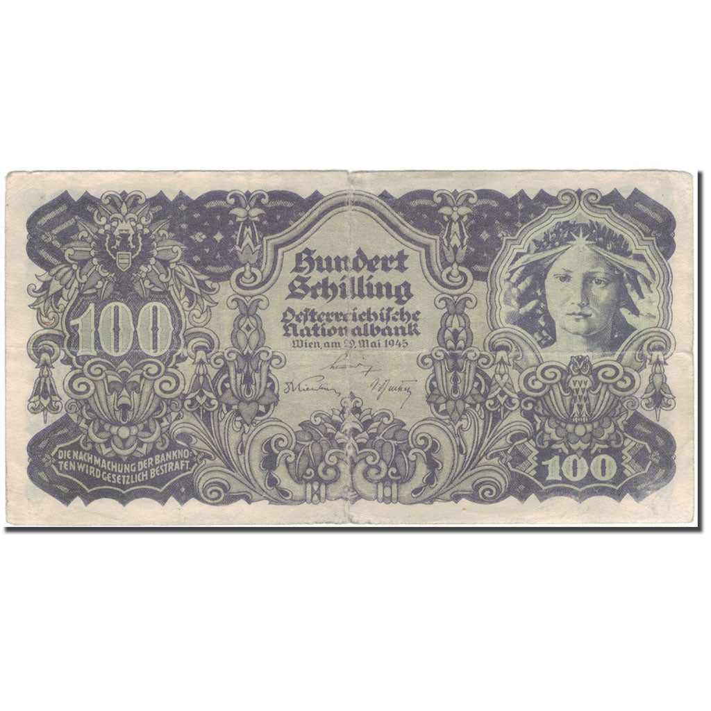 Biljet, Oostenrijk, 100 Schilling, 1945-05-29, KM:118, TB+