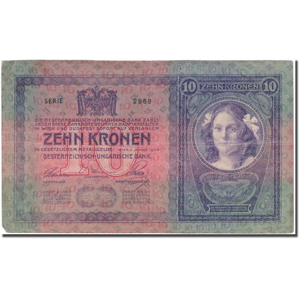 Banknote, Austria, 10 Kronen, 1904-01-02, KM:9, VF(30-35)