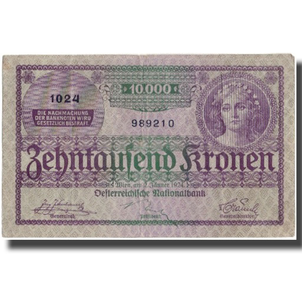 Banknote, Austria, 10,000 Kronen, 1924-01-02, KM:85, EF(40-45)