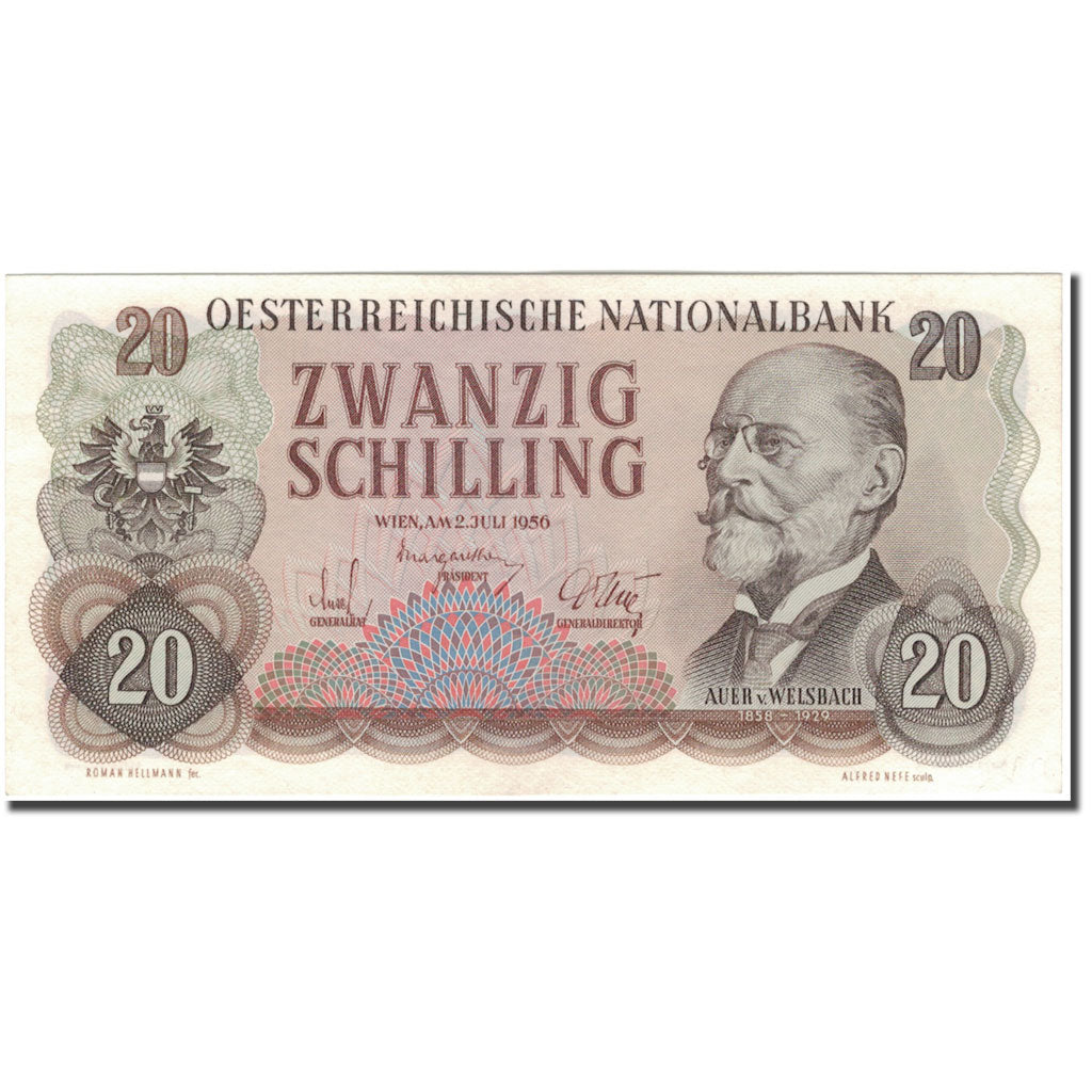 Banknote, Austria, 20 Schilling, 1956, 1956-07-02, KM:136a, AU(50-53)