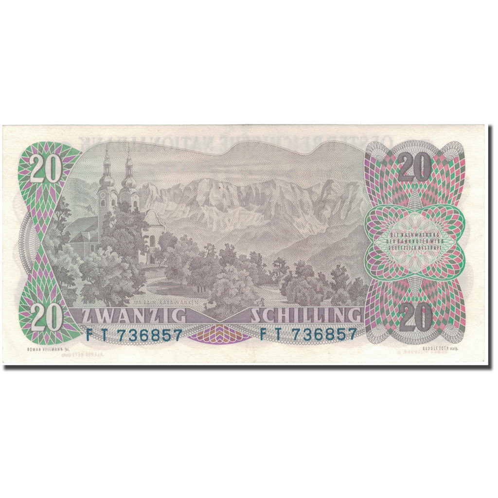 Banknote, Austria, 20 Schilling, 1956, 1956-07-02, KM:136a, AU(50-53)
