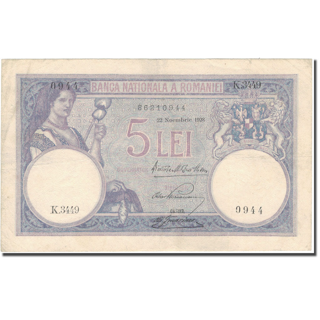 Banknote, Romania, 5 Lei, 1928-11-22, KM:19a, VF(30-35)