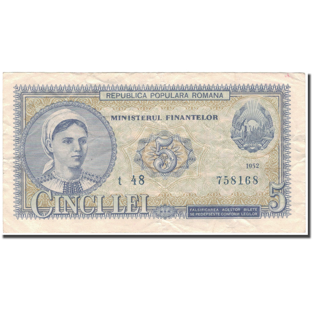 Banconote, Romania, 5 Lei, 1952, KM:83b, MB+