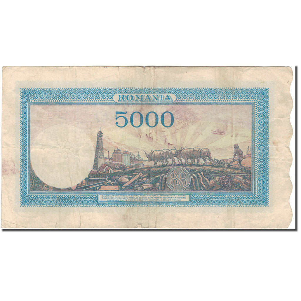 Banknote, Romania, 5000 Lei, 1943-09-28, KM:55, F(12-15)