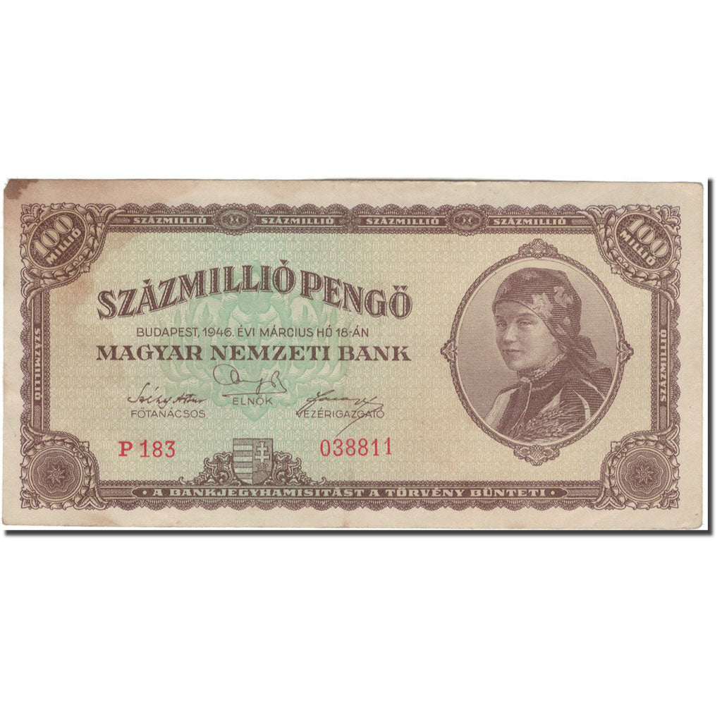 Banknote, Hungary, 100,000,000 Pengö, 1946-03-18, KM:124, EF(40-45)
