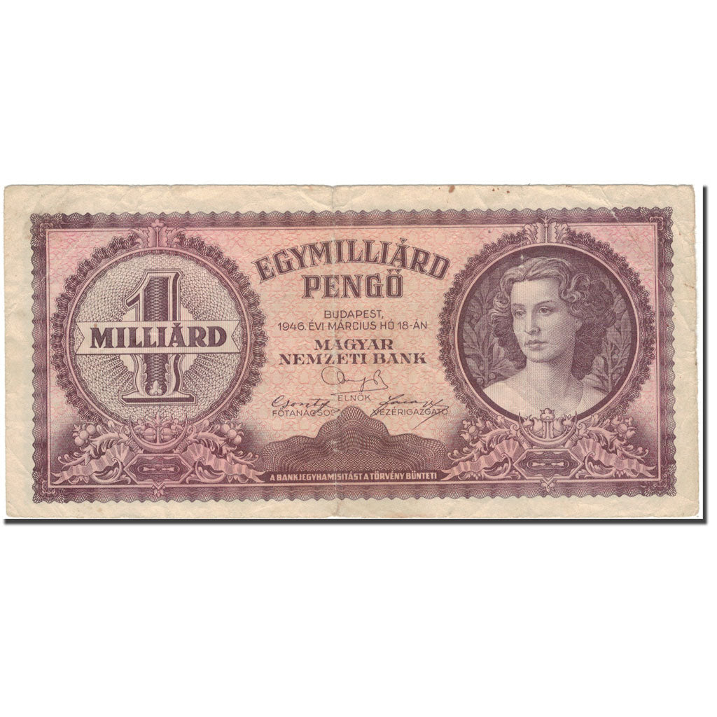 Banknote, Hungary, 1 Milliard Pengö, 1946-03-18, KM:125, VF(20-25)