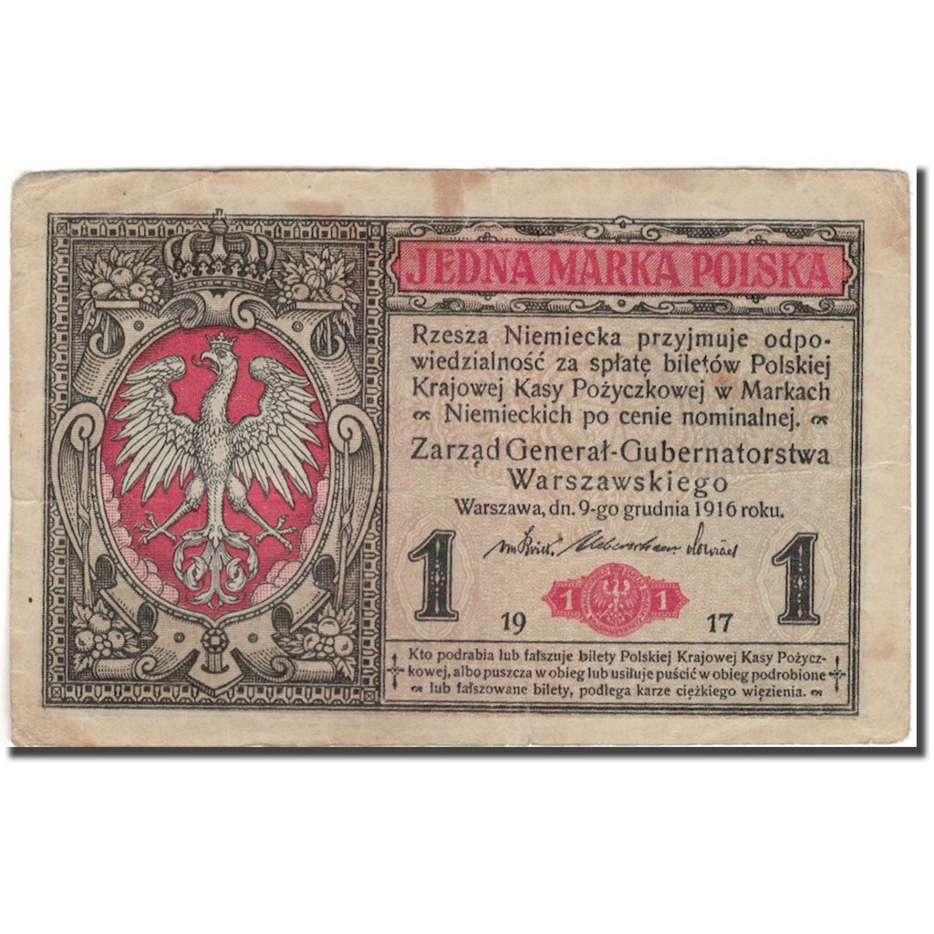 Banknote, Poland, 1 Marka, 1916-1917, KM:8, VF(30-35)
