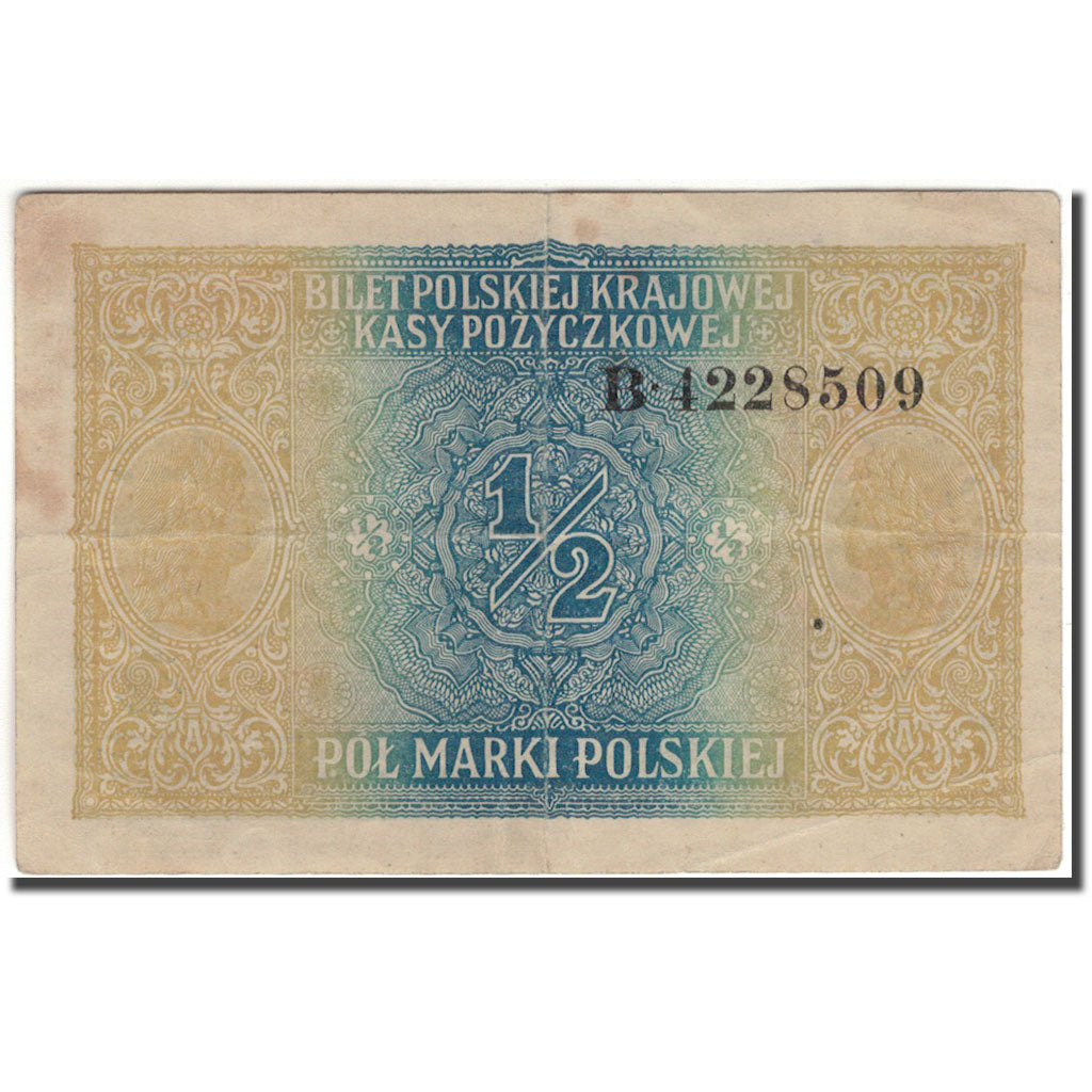 Banknote, Poland, 1/2 Marki, 1916-1917, KM:7, EF(40-45)