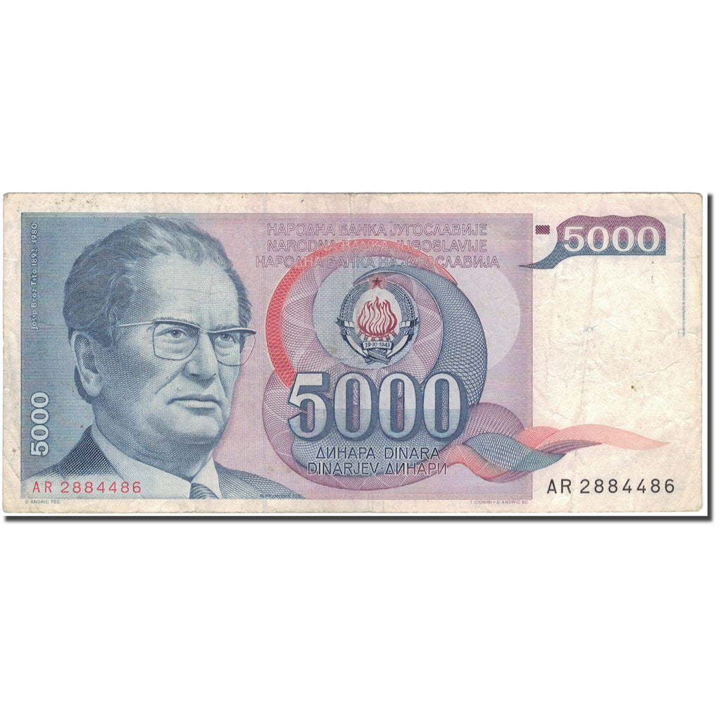 Billete, 5000 Dinara, Yugoslavia, 1985-05-01, KM:93a, BC