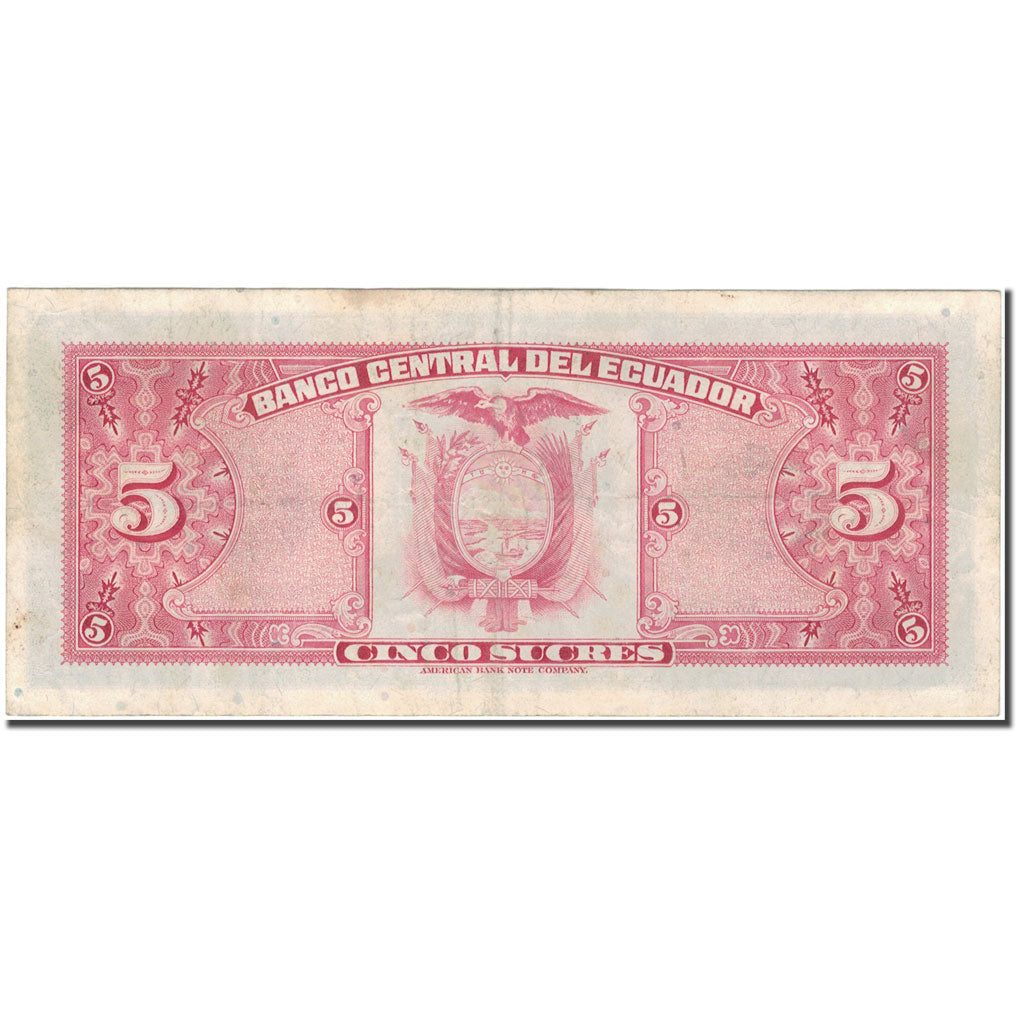 Banknot, Ekwador, 5 Sucres, 1975-03-14, KM:108a, VF(30-35)