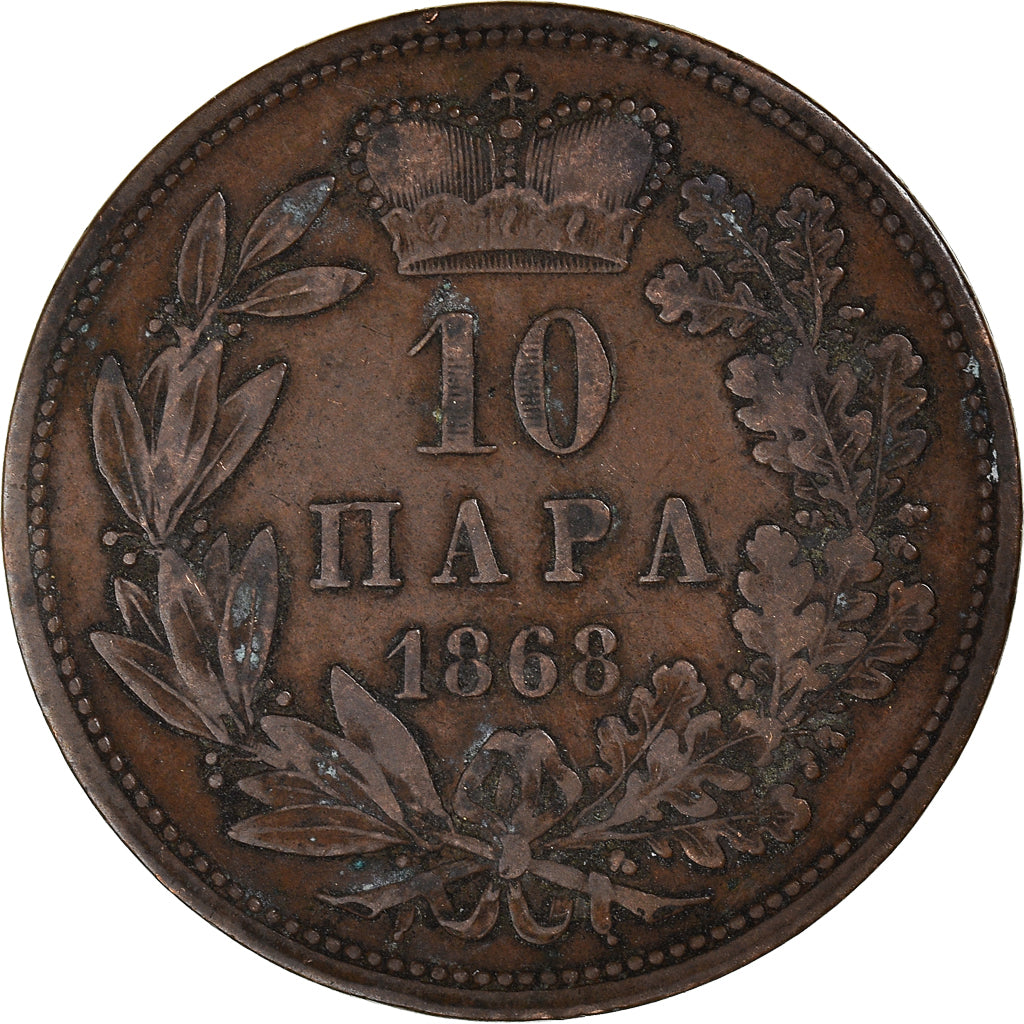 Coin, Serbia, Obrenovich Michael III, 10 Para, 1868, VF(20-25), Bronze, KM:3