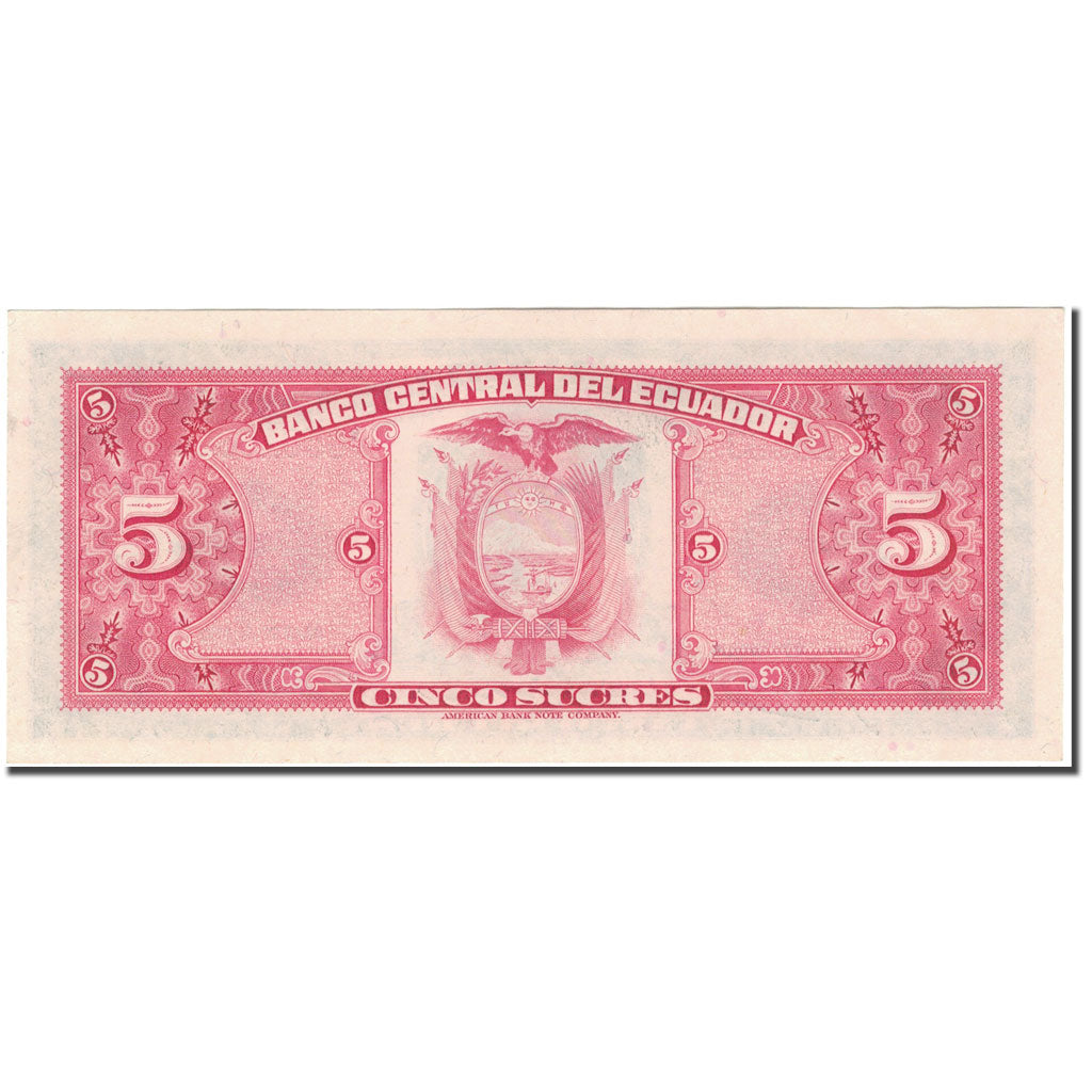 Nota, Equador, 5 Sucres, 1977-04-29, KM:108a, UNC(65-70)