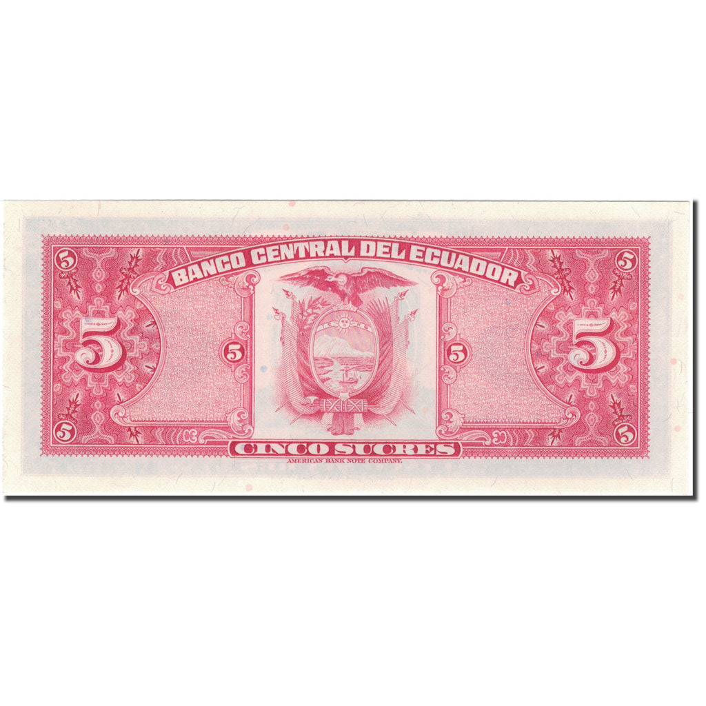 Nota, Equador, 5 Sucres, 1977-04-29, KM:108a, UNC(63)