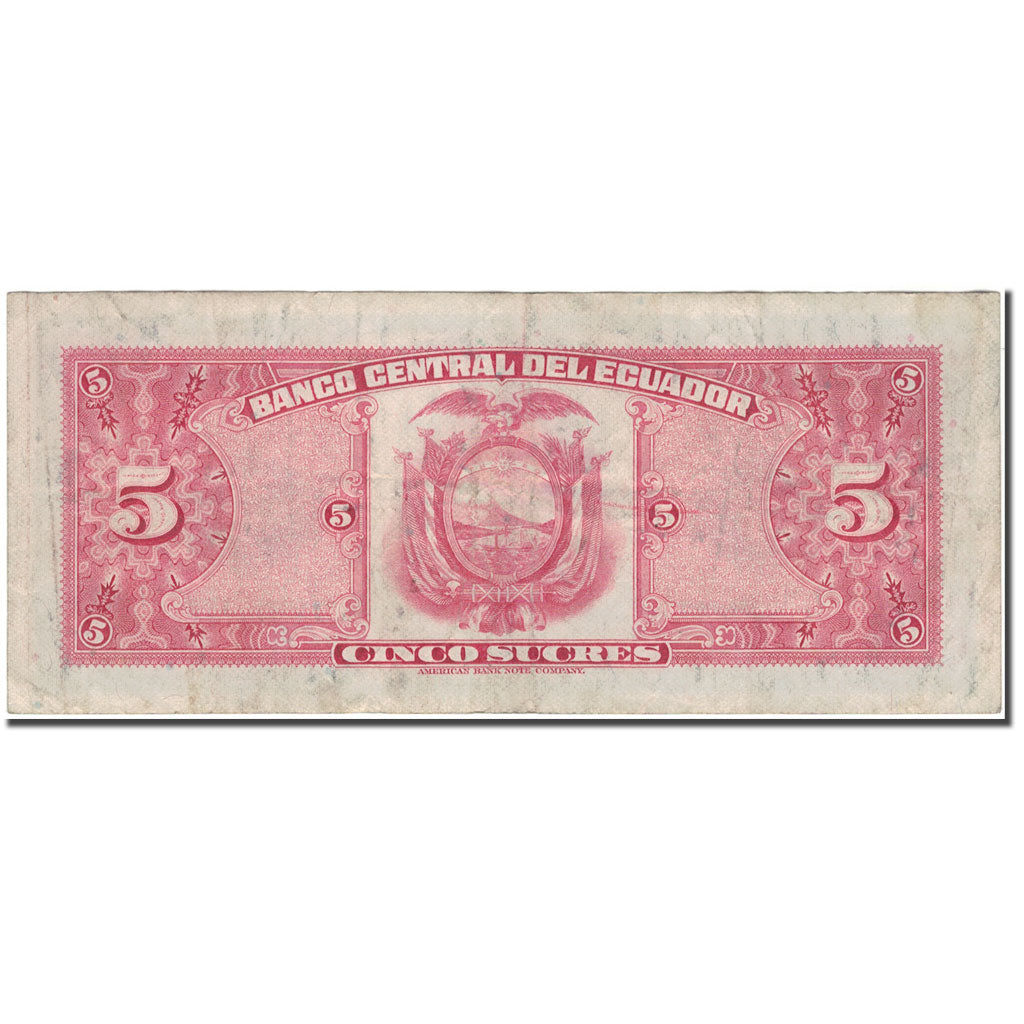Banknote, Ecuador, 5 Sucres, 1970-02-27, KM:100d, VF(20-25)