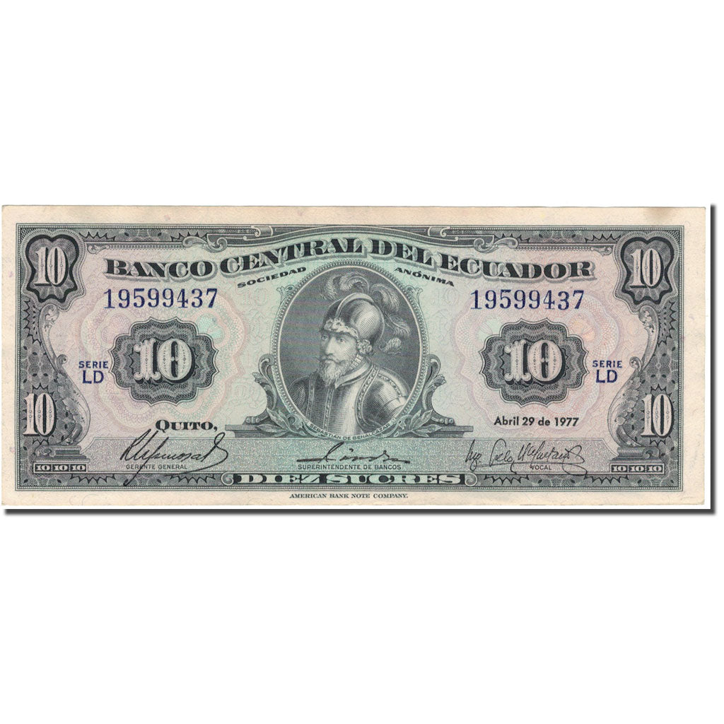 Banknote, Ecuador, 10 Sucres, 1977-04-29, KM:109, EF(40-45)