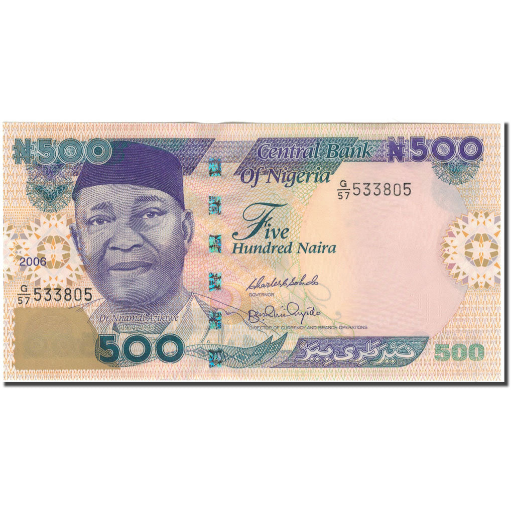 Banknote, Nigeria, 500 Naira, 2006, KM:30f, AU(55-58)