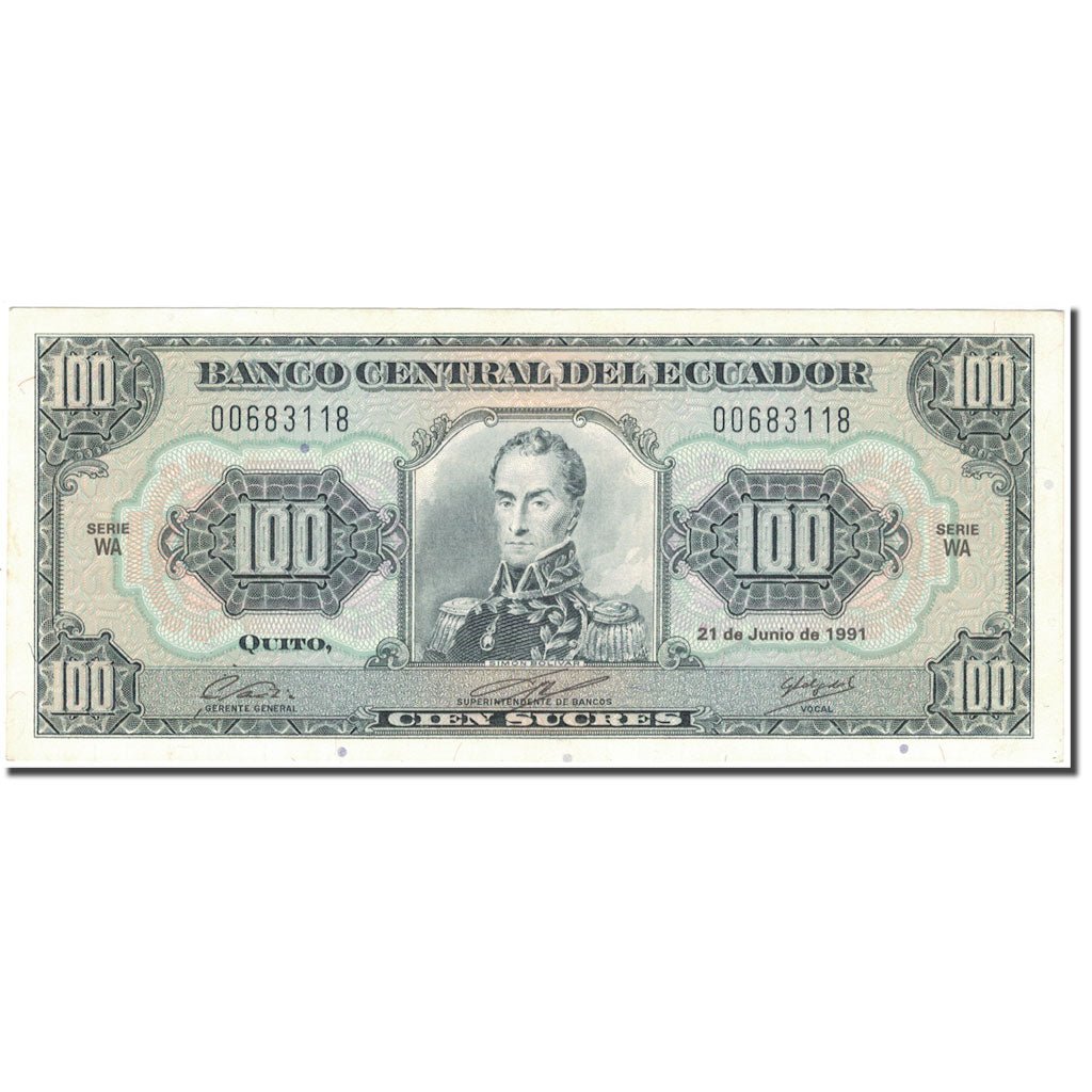 Banknot, Ekwador, 100 Sucres, 1991-06-21, KM:123Aa, UNC(63)