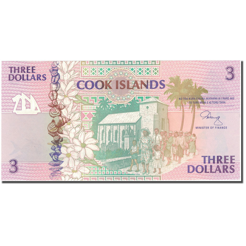 Geldschein, Cookinseln, 3 Dollars, KM:7a, UNZ