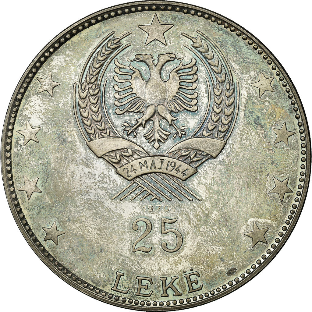 Albania, 25 Lekë, Liga Lissi, 1970, Budapest, Proof, Silver, MS(60-62), KM:52.3