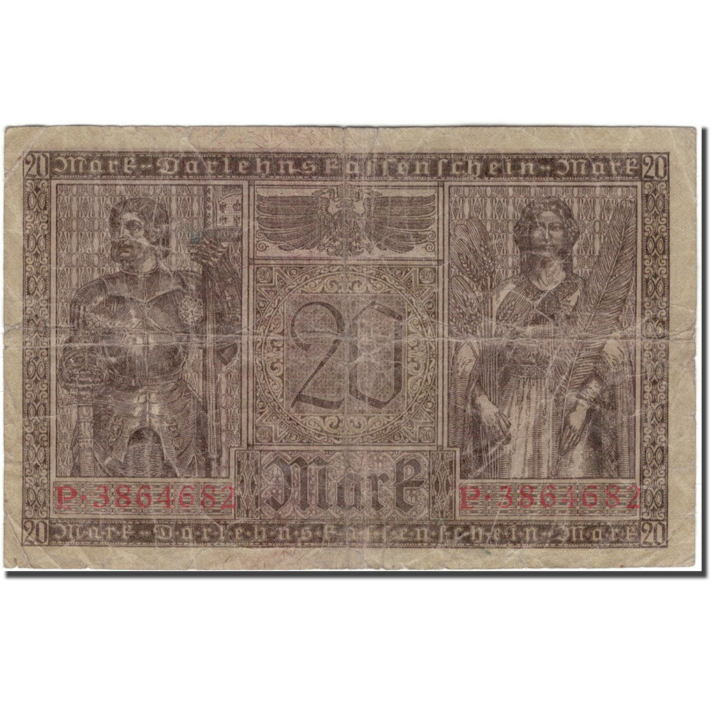 Banconote, Germania, 20 Mark, 1918-02-20, KM:57, B+