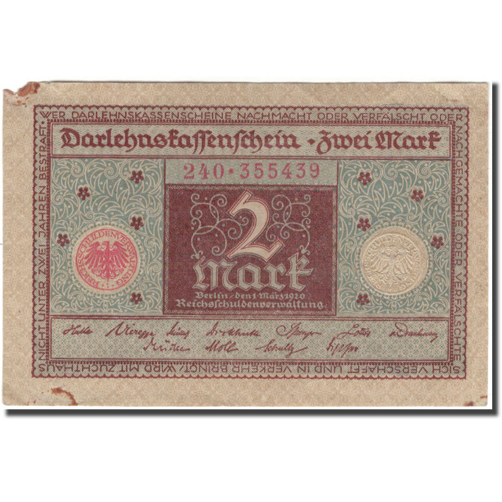 Billet, Allemagne, 2 Mark, 1920-03-01, KM:60, TB+