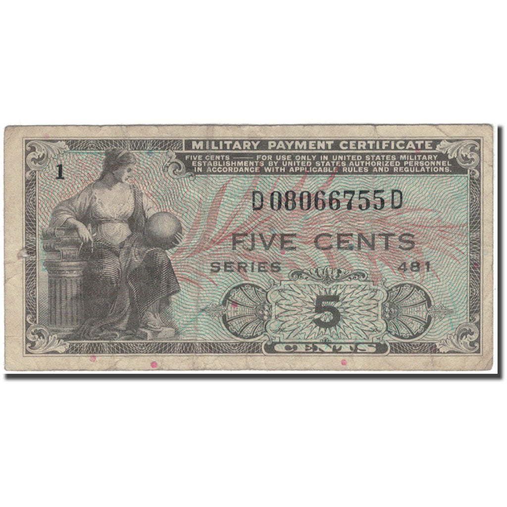 Banknote, United States, 5 Cents, KM:M22a, VF(20-25)