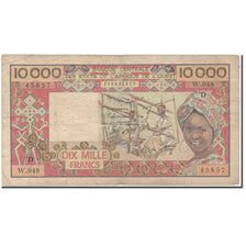 Banknote, West African States, 10,000 Francs, KM:408Dg, VF(20-25)